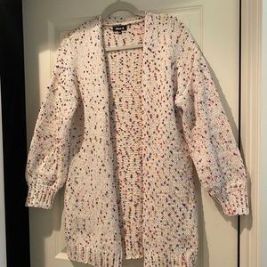 Blue B M/L confetti open cardigan NWOT